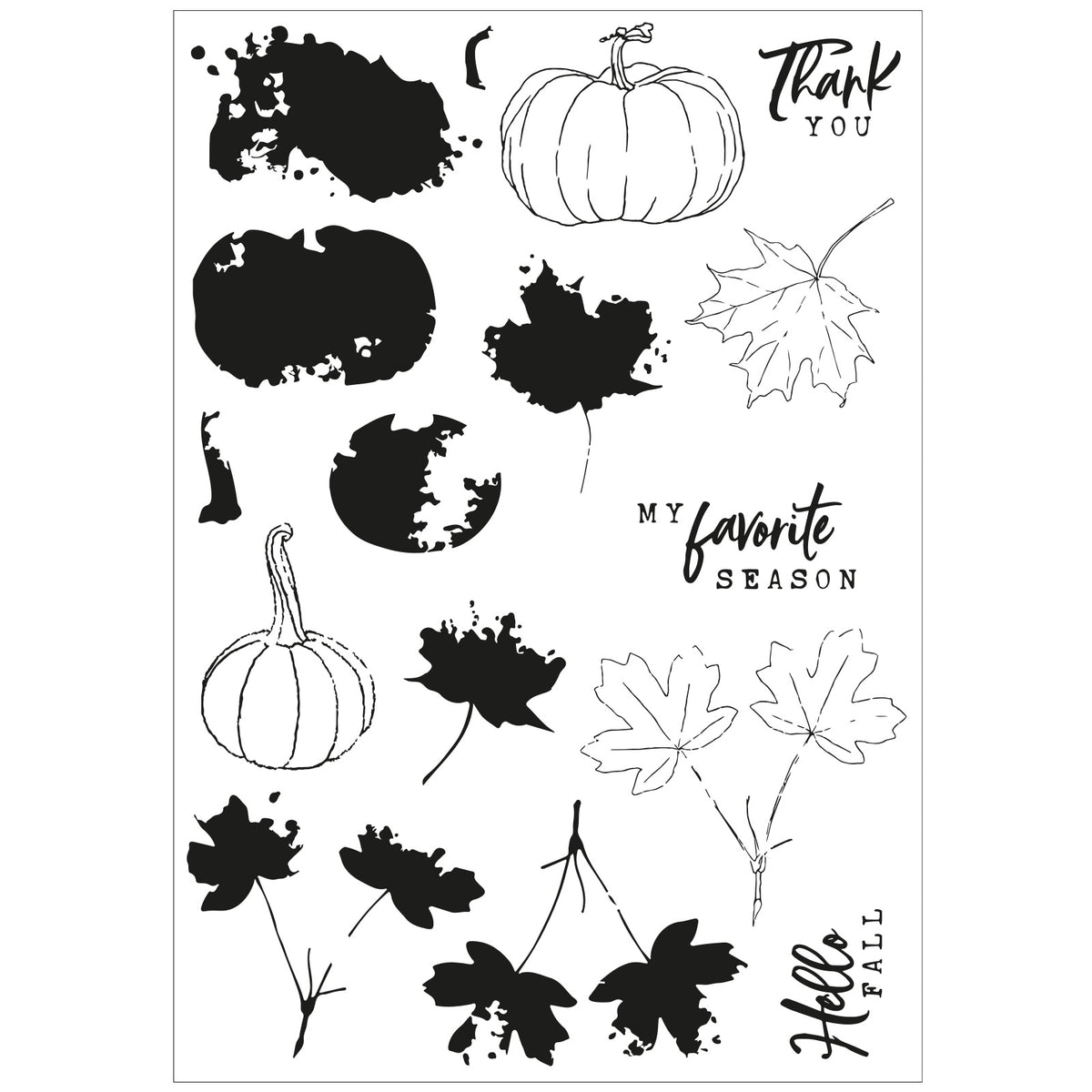 Sizzix A5 Clear Stamps 16PK w/7PK Framelits Die - Pencil Line Harvest ...